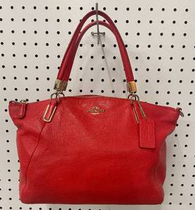 lot 50 image: Coach Designer Red Leather Handbag Purse. 