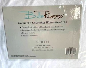 lot 41 image: Belle Russo Dreamers Collection White Queen Size Sheet Set.