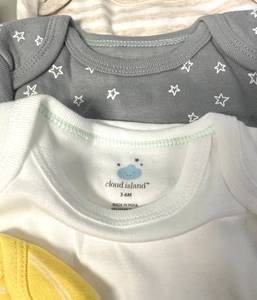 lot 85 image: 7 Pack Cloud Island Oeko-Tex Infant Onesies Size 3-6 mo