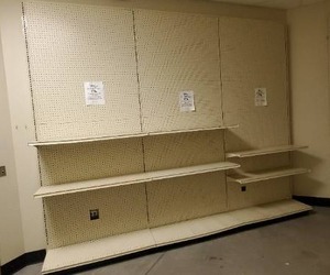 Retail Wall-mount Pegboard and Shelf Uprights (4ft wide per section)