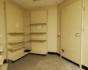 Retail Wall-mount Pegboard and Shelf Uprights (4ft wide per section)