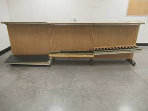 Large Work Bench With Gun Display Shelves - Was used for Gander Mt. Archery and Gun Repair (12 x 33 x 48 Tall). Includes two 71 x 48 Carpets.