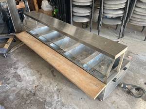 lot 529 image: Commercial NSF Stainless Steel Buffet Service Station 5-Bin with Wood Counter