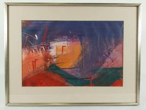 lot 18 image: Leslie Crispin Abstract on Board