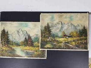 lot 134 image: 3 Unframed Oil on Canvas