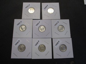 15. Lot of (8) Mercury Silver Dimes including the dates of 1935-P, 36-P, 39-P, 41-P, 42-P, 43-D, 44-P and 45-P