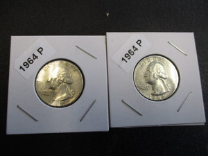 21. Lot of (2) 1964-P Washington Silver Quarters