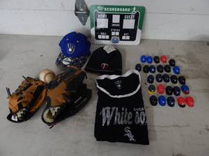 2-Baseball Gloves, 2-MLB Hats, Mini Collector Helmets & More