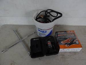 2-Pair Jumper Cables, Bottle Jack, Tire Iron