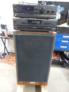 Jensen Digital Speaker With Technics 5 Disk Stereo. (Works) With Digital Camera & Lap Top Camera