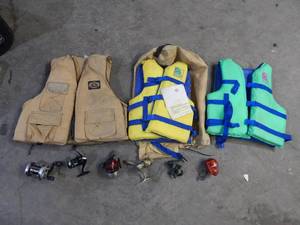 3-Life Jackets & 6-Fishing Reels