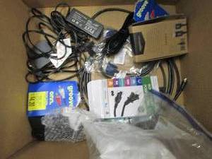 lot of laptop chargers , coaxcable ...