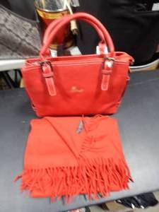 Red Handbag & Cashmere Scarf