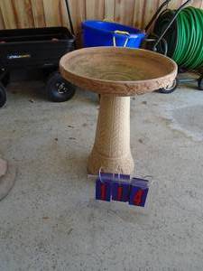 Clay bird bath. Standard size. As shown.