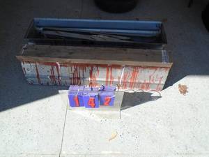 Qty of 2 steel folding saw horses. As shown.