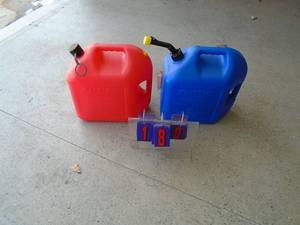 5 gal gas & kero cans. As shown.