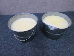 2 Metal Candle Buckets with damage...