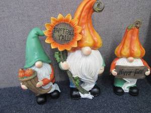 3 Pc Fall Ceramic Gnomes...