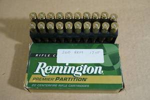 17 Remington .260 Rem 125 Gr Nosler Partition Ammo - 3 Casings