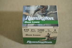 20 Remington Game Loads .410 Gauge 2-12 6 Shot Shotshells