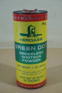 Partial Can Hercules Green Dot Smokeless Shotgun Gun Powder