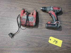 lot 75 image: Milwaukee 18 Volt Cordless Drill & ...