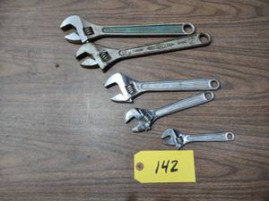 lot 142 image: (5) Adjustable Wrenches...