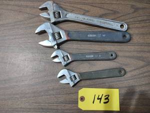 lot 143 image: (4) Adjustable Wrenches...