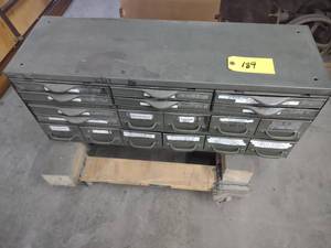 lot 189 image: 18 Drawer Parts Cabinet with Hardwa...