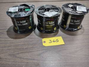 lot 365 image: (3) 12 ga. X 500 THHN Solid Copper...