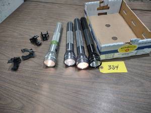lot 384 image: (4) Maglite Flashlights with Mounti...