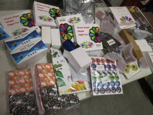 Box of table runners, dcor, fidge...