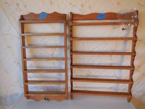 lot 17 image: 2-Wall Hanging Wood Display Racks 2-12 Deep 36 x 17-12 & 36 x 24