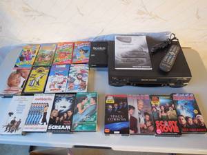 lot 35 image: PhilipsMagnavox VCR PlayerRecorder VHS & A Lot Of VHS Tapes