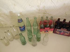 lot 42 image: Group Of Old Soda Bottles, Milk, Coca Cola, Etc.