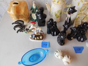 lot 108 image: Lot Of Ceramic Figures, Dishes, Cookie Jar, More