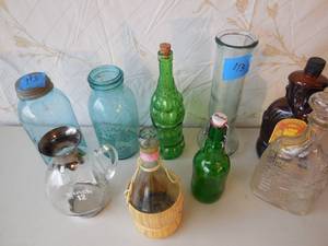 lot 113 image: Lot Of Old Bottles & Jars Wine, Pinch, Heaven Hill, Ball, McDonald