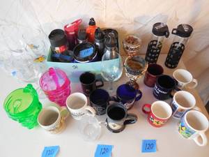 lot 120 image: Glasses, Mugs, Nicer Cups, Water Bottles, More
