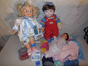 lot 166 image: Cricket Doll With Chair & Cassette Tapes, My Buddy Doll & Old Doll With Doll Clothes