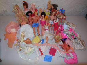 lot 167 image: Lot Of Barbie Dolls & 1-Ken Doll With Lots Of Outfits & Shoes