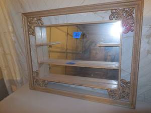 lot 182 image: Large Turner Wooden Wall Shadow Box With Mirror Back, Old 35x27