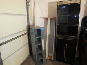 lot 194 image: 1-Garage Cabinet With Glass Doors & Drawer 66 Tall, 2-Garage Shelves