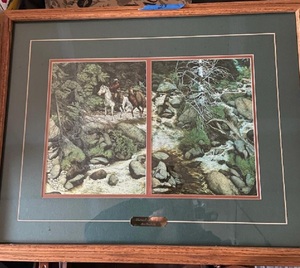 lot 23 image: Bev Doolittle Print Forest Has Eyes Framed & Matted 28x24 (Many Hidden Faces In Picture)
