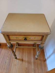 lot 3 image: Antique Hand Painted Side Table by Berkey & Gay