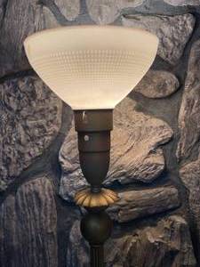 lot 226 image: Metal Floor Lamp With Glass Shade
