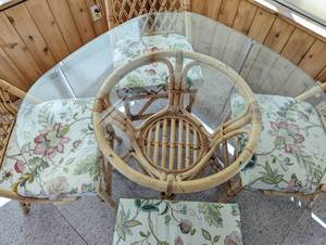 lot 37 image: Lovely Vintage Rattan Table Set