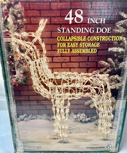 lot 328 image: Illuminated Standing Doe Yard Decor