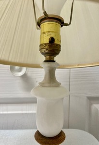 lot 227 image: Wood and Milk Glass Table Lamp