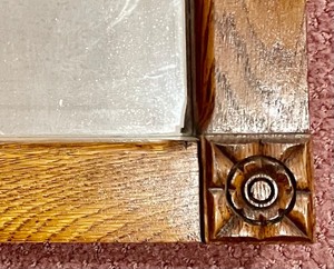lot 204 image: Vintage Wall Mount Wooden Mirror with Beveled Glass