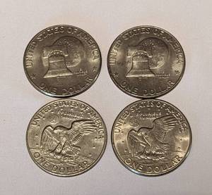 lot 19 image: (4) Eisenhower Silver Dollars